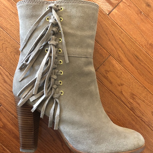 Coach Tamsin Rich Suede Boots Taupe Size 9 - Picture 2 of 5